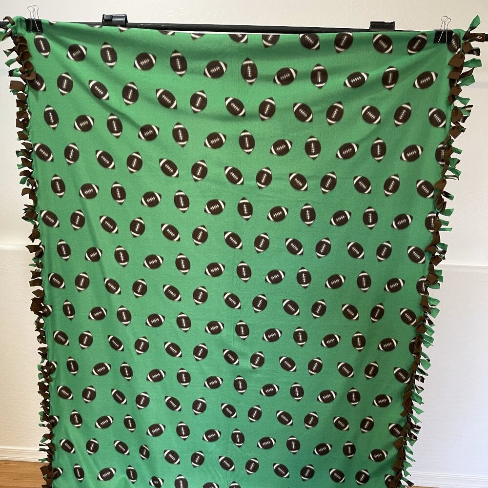 Green & Brown Double-Sided Fleece Throw Blanket #38 (51.5in W X 67.5in)